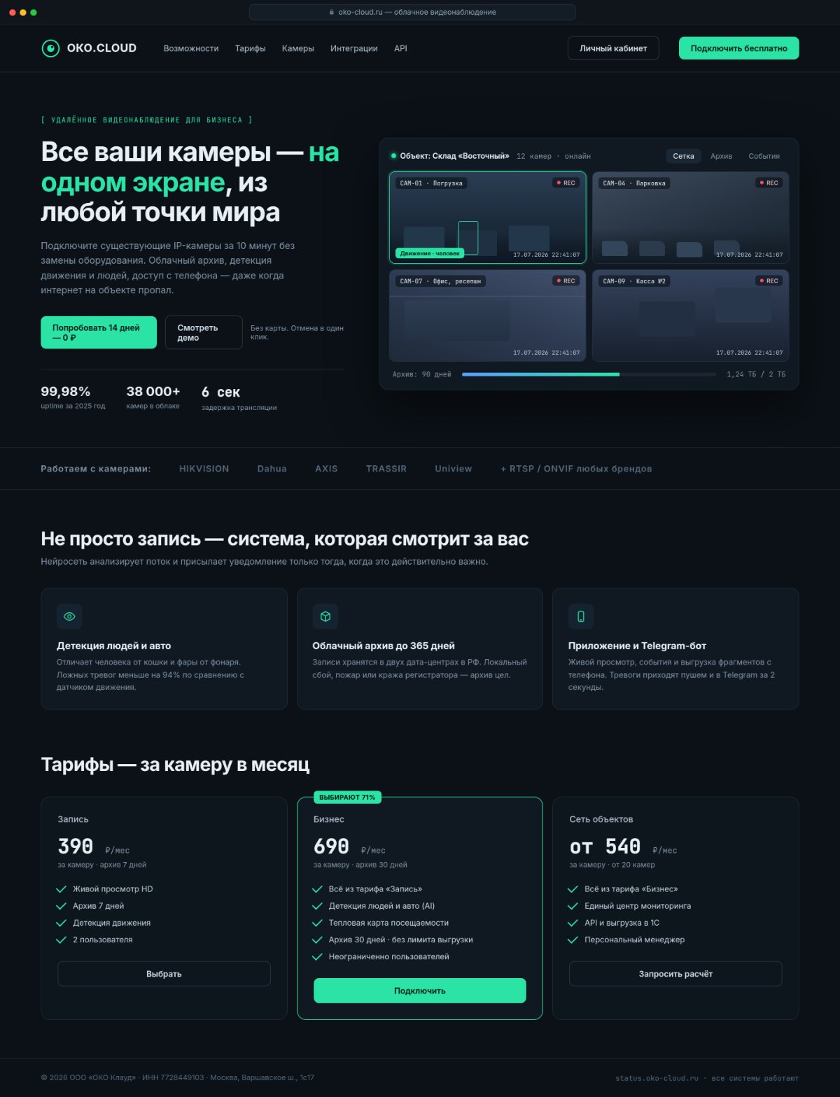Сайт удалённого видеонаблюдения